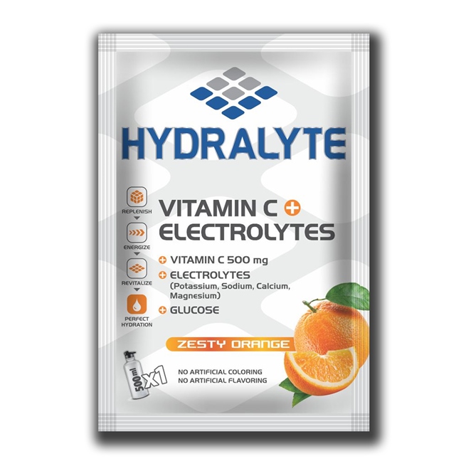 Hydralyte Vitamin C + Electrolyte Hydration Sports Drink Powder Mix | 1 Sachet make 500ml | Natural Electrolyte Replacement Supplement for Rapid Hydration | Orange Flavor, 20 gm