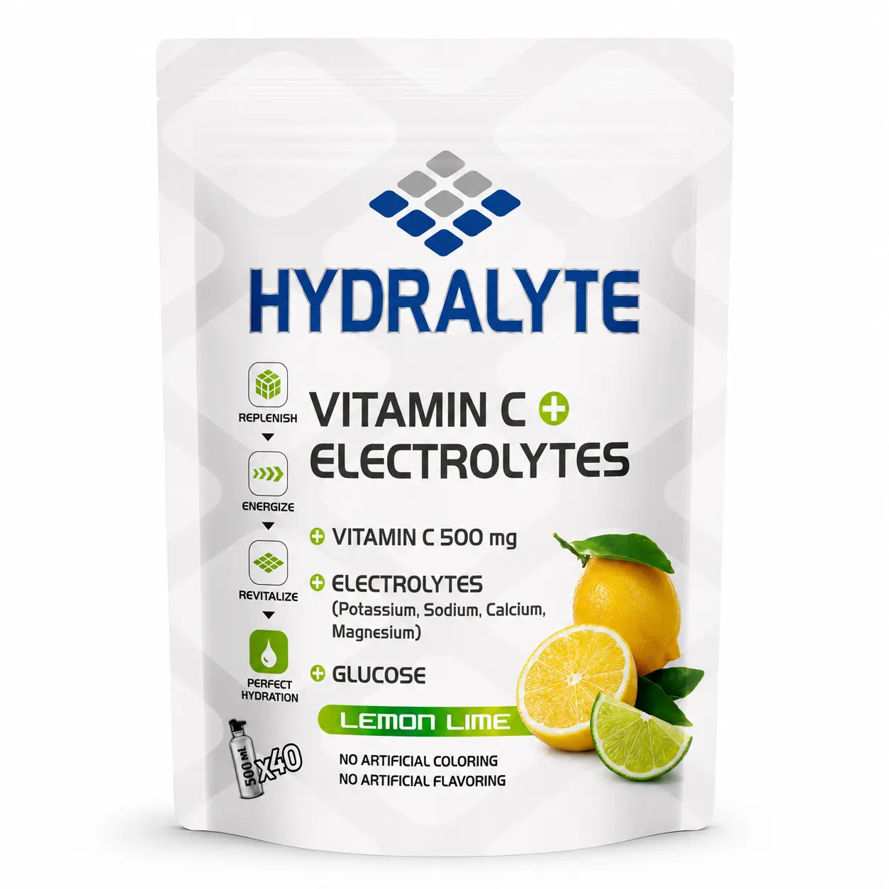 Hydralyte Vitamin C + Electrolyte Hydration Sports Drink Powder Mix Pouch | 80 Servings Per Container (250ml) | Natural Electrolyte Replacement Supplement for Rapid Hydration | Lemon Flavor, 800 gm