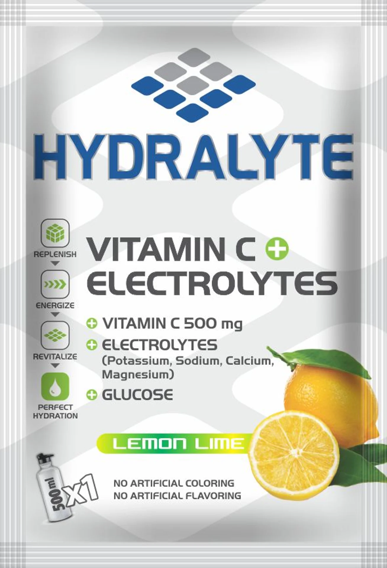 Hydralyte Vitamin C + Electrolyte Hydration Sports Drink Powder Mix | 1 Sachet make 500ml | Natural Electrolyte Replacement Supplement for Rapid Hydration | Lemon Flavor, 20 gm
