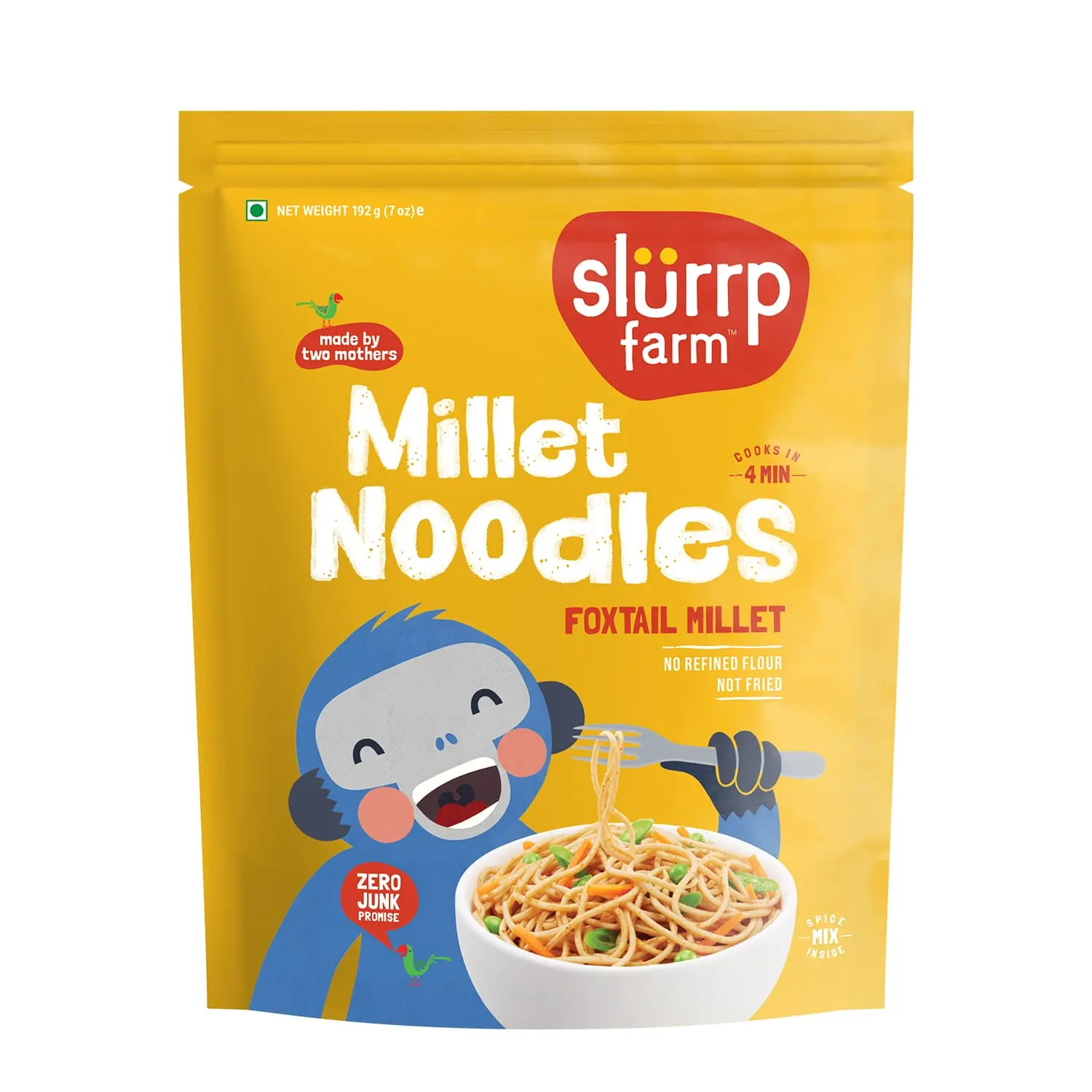 Slurrp Farm Millet Hakka Noodles | Classic Masala Millet Noodles 192g | NO White Flour | Not Fried, No MSG