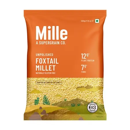 Millé Foxtail Millet Whole Grain | Kangani | Gluten Free | No Chemicals | High Plant Protein and Fibre | Millet Rice | Vegan | 100% Whole Grain | 500 g