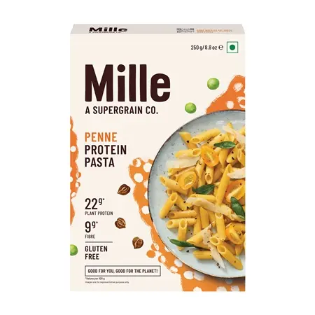 Mille High 22g Protein Penne Pasta | No White Flour | 1.8X Plant Protein | 250Gms