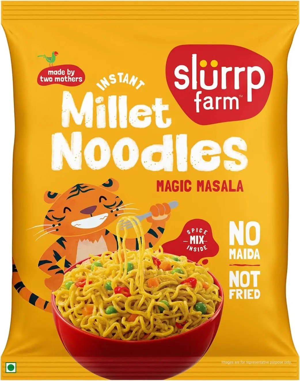 Slurrp Farm Instant Noodles Magic Masala Not Fried, Millet Noodles, 60g | No White Flour, No MSG