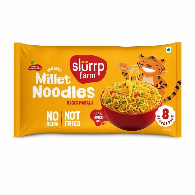 Slurrp Farm Magic Masala Millet Noodles, 60g Pack of 4 | NO White Flour, No MSG Instant Noodles | Not Fried