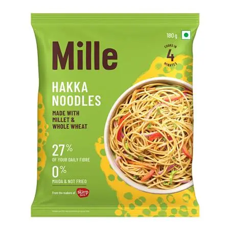 Mille No Maida Hakka Noodles | Made with Millet and Whole Wheat | 27% of your Daily Fibre | 180G