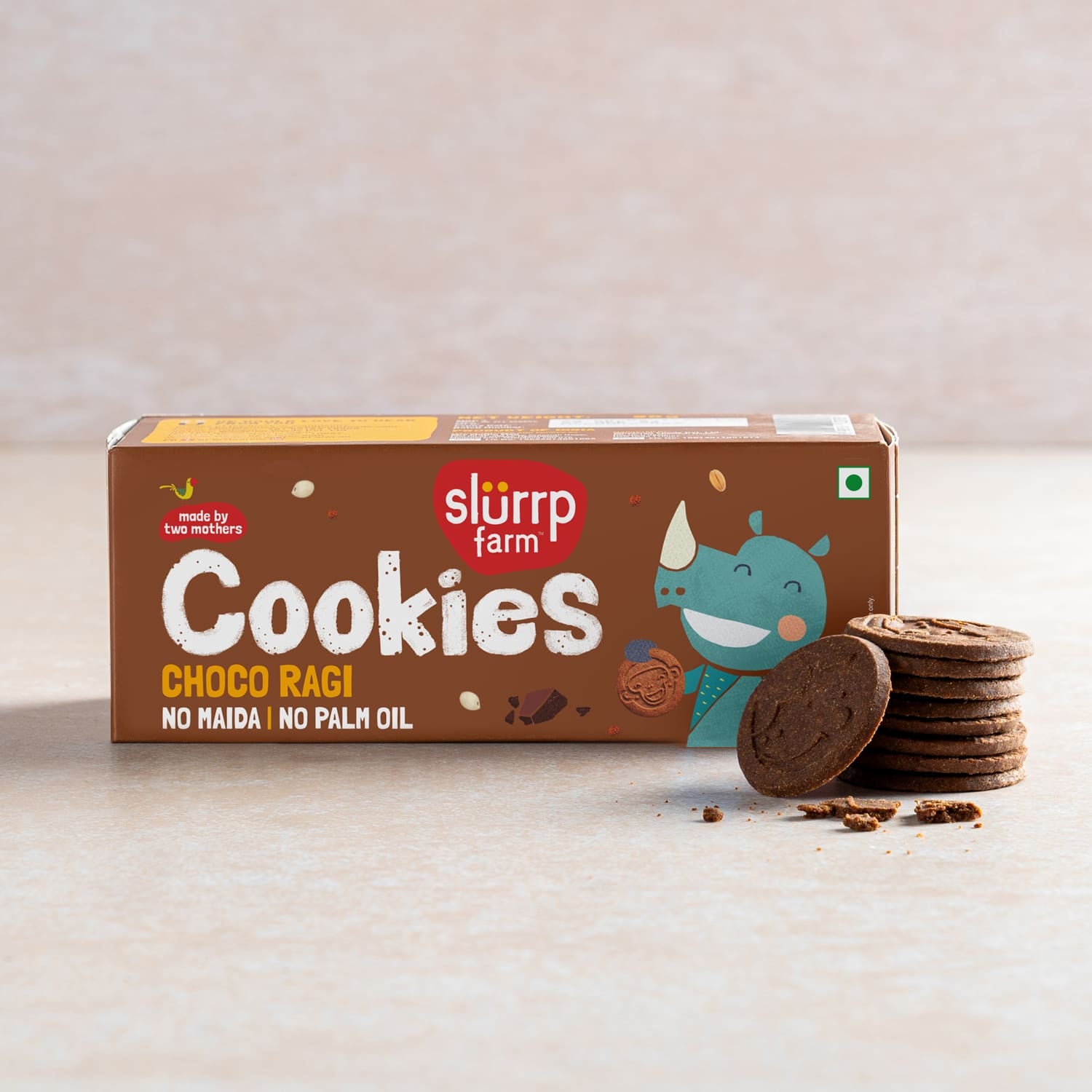 Slurrp Farm Choco Ragi Cookies 80g | No White Flour (Maida) No Refined Sugar | Healthy Cookies Made With Multigrains