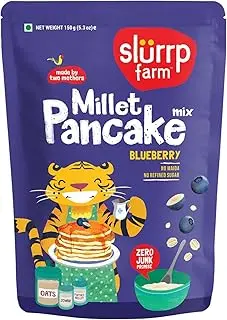 Slurrp Farm Pancake Mix With Real Blueberries- 150g | Instant Breakfast Mix made with Oats and Jowar | 100% Vegetarian Eggless Healthy Breakfast for Kids & Adults | No White Flour