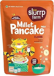Slurrp Farm Pancake Mix Instant Breakfast Mix made with Oats and Jowar, Classic - 150g | NO White Flour | 100% Vegetarian Eggless Healthy Breakfast for Kids & Adults