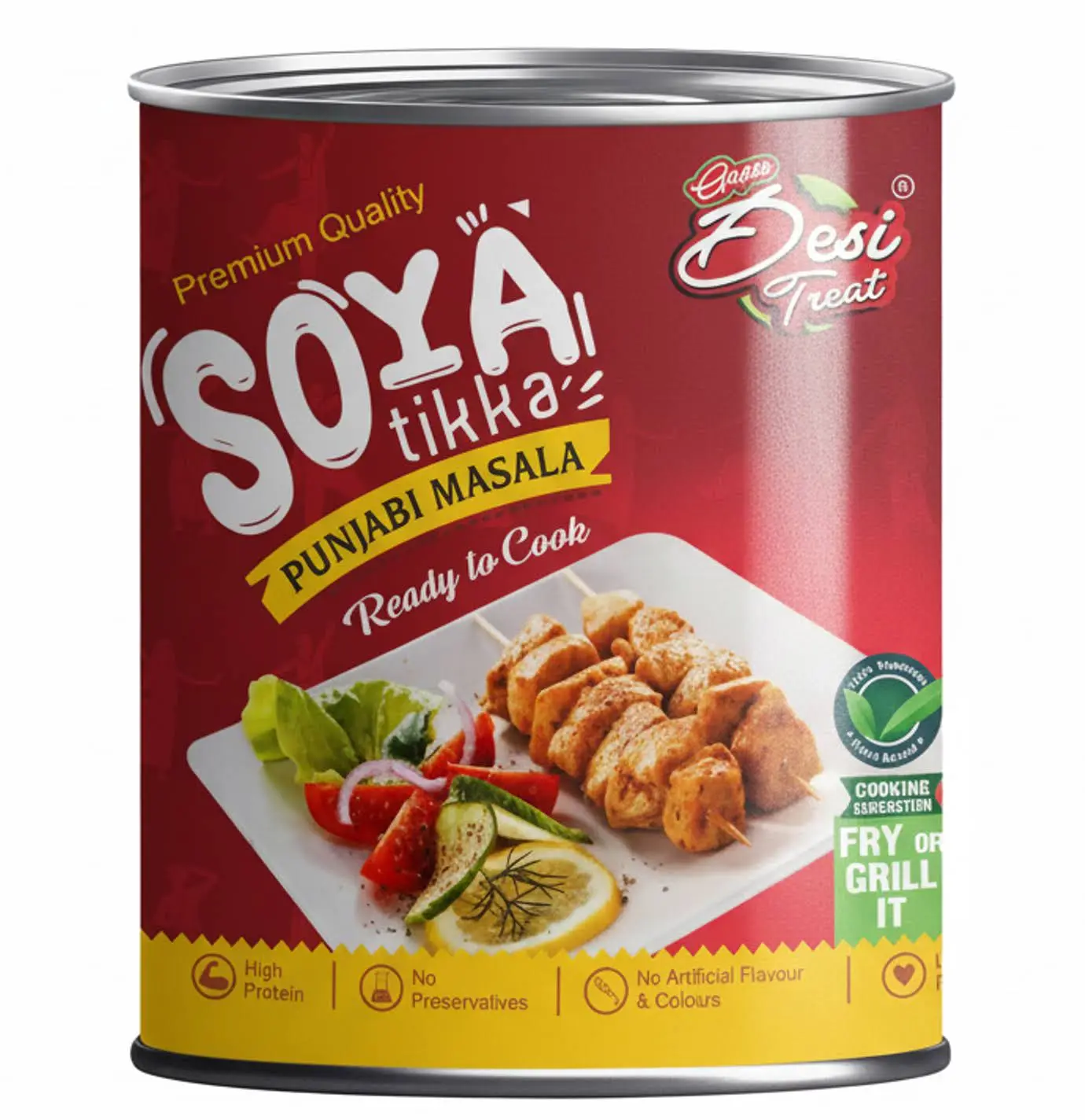 Desi Treat Soya Tikka Punjabi Masala | Ready-to-Cook Plant-Based Snack | Authentic North Indian Spice Blend | High Protein Vegetarian Appetizer | 800g Pack