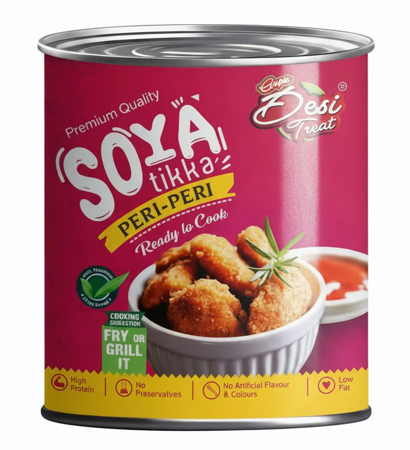 Desi Treat Peri Peri Soya Tikka (Ready to Cook), 800g | Authentic taste | Mixed Herbs and spices | No Preservatives | No artificial flavour