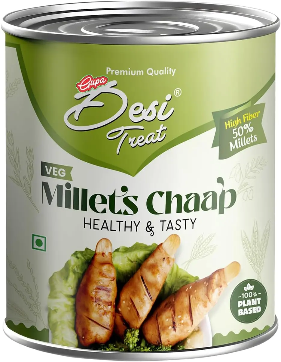 Desi Treat Veg Millets Chaap | High Protein Vegetarian Ready-to-Cook Snack | Plant-Based Protein Alternative | Ideal for Grilling, Curry & Frying | 800g Pack