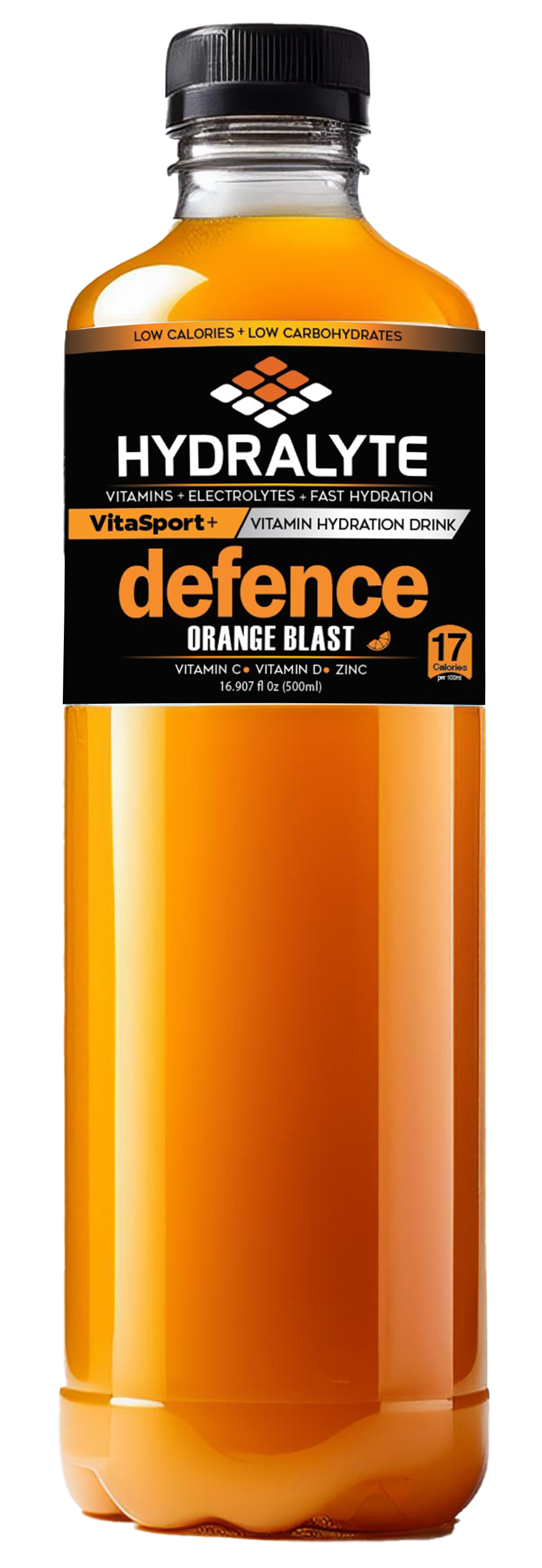 Hydralyte VitaSport+ Vitamin Hydration Drink Orange 500ml Pack of 24 | Defence Orange Blast | Vitamin C, Vitamin D, Zinc | Electrolyte Replacement Drink